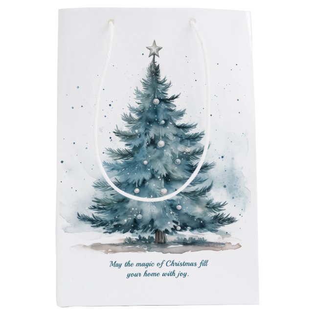Bolsa De Regalo Mediana Elegante Blue and Silver Winter Wonderland (Anverso)