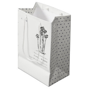 Bolsa De Regalo Mediana Elegante Boda de esbozo de árbol de palmas tropica
