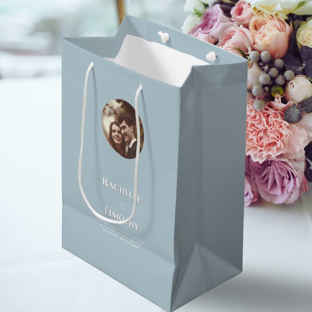 Bolsa De Regalo Mediana Elegante Boda de fotografía Gris personalizado (Subido por el creador)