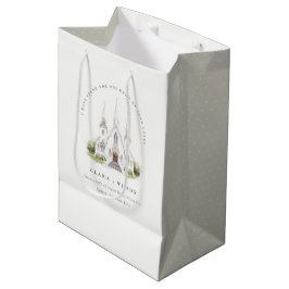 Bolsa De Regalo Mediana Elegante Boda de Iglesia Católica de Acuarela