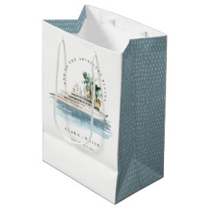 Bolsa De Regalo Mediana Elegante Boda de la Palm Seascape del Barco de Cru
