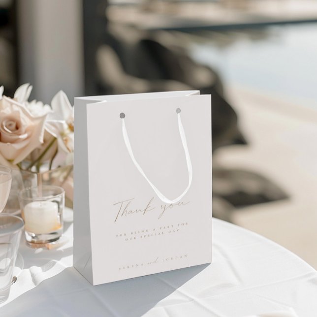 Bolsa De Regalo Mediana Elegante Boda De Marfil Gracias (Elegant Ivory Wedding Guest Thank You Medium Gift Bag)