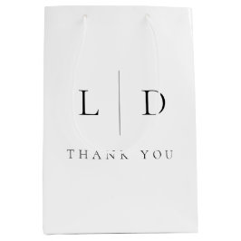 Bolsa De Regalo Mediana Elegante Boda de Monograma Minimalista Moderno