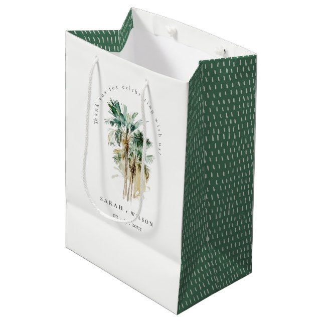 Bolsa De Regalo Mediana Elegante Boda de Palm Trees Tropicales (Angulo Anverso)