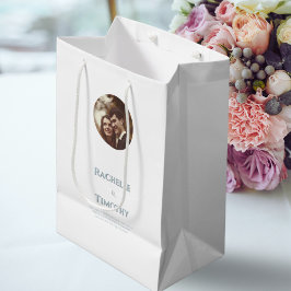 Bolsa De Regalo Mediana Elegante Boda fotográfico blanco personalizado mod