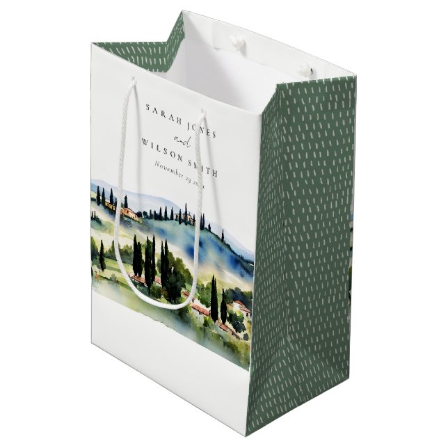 Bolsa De Regalo Mediana Elegante Boda paisajístico toscano-italiano (Angulo Anverso)