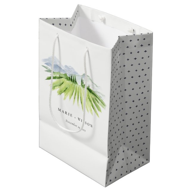 Bolsa De Regalo Mediana Elegante Boda Rústico de viñedos de invierno (Angulo Anverso)