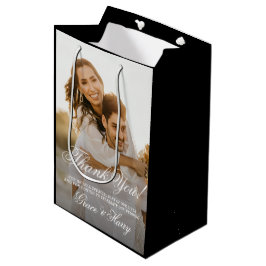 Bolsa De Regalo Mediana Elegante Boda simple de guiones Gracias