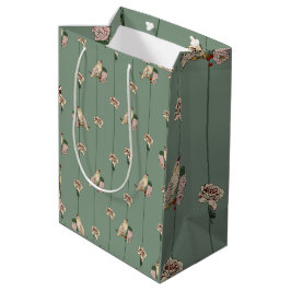 Bolsa De Regalo Mediana Elegante botánico con aves y flores de crema