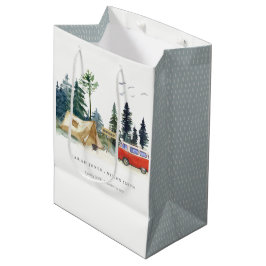 Bolsa De Regalo Mediana Elegante Camping Watercolor Pine Forest Boda