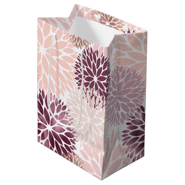 Bolsa De Regalo Mediana Elegante Chic Rosa Floral (Angulo Anverso)