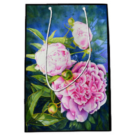 Bolsa De Regalo Mediana Elegante color de agua blanco rosa clásico floral