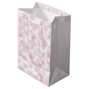 Bolsa De Regalo Mediana Elegante color de agua con flores de cerezo pintad