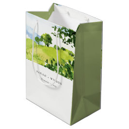 Bolsa De Regalo Mediana Elegante color de agua verde Boda de las colinas r