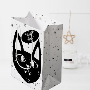 Bolsa De Regalo Mediana Elegante con amor Gato escandinavo negro