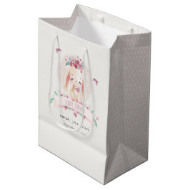 Bolsa De Regalo Mediana Elegante conejo floral rosado y Baby Shower de páj