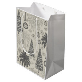 Bolsa De Regalo Mediana Elegante Copo de Nieve Invernal Monocromático de N
