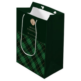 Bolsa De Regalo Mediana Elegante cuadros verdes personalizados