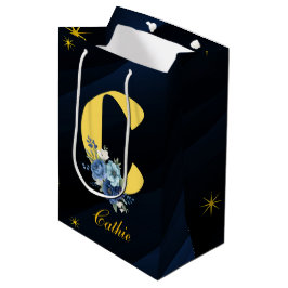 Bolsa De Regalo Mediana Elegante Cumpleaños 20 Azul Real y Dorado