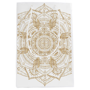 Bolsa De Regalo Mediana Elegante diseño de manada blanca y dorada