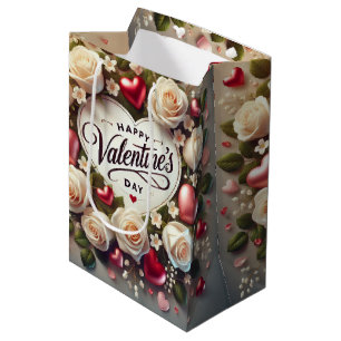 Bolsa De Regalo Mediana Elegante diseño El día de San Valentín con Rosas