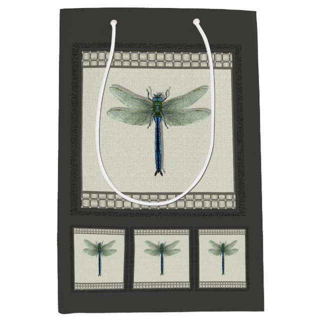 Bolsa De Regalo Mediana Elegante Dragonfly azul (Anverso)
