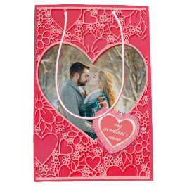 Bolsa De Regalo Mediana Elegante El día de San Valentín de Corazones Flora