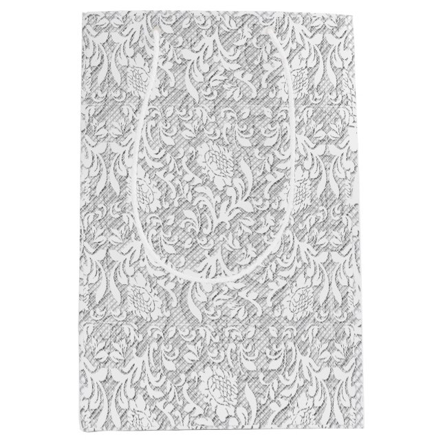 Bolsa De Regalo Mediana Elegante encaje blanco (Anverso)