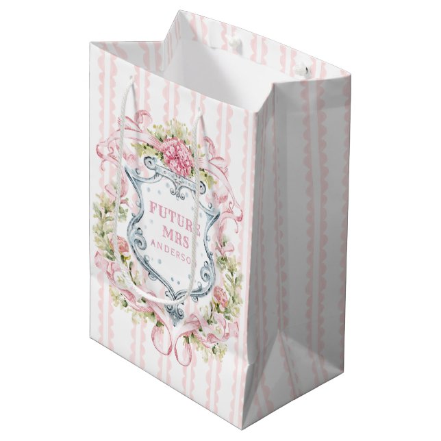 Bolsa De Regalo Mediana Elegante Escudo floral | Futura Sra. (Angulo Anverso)