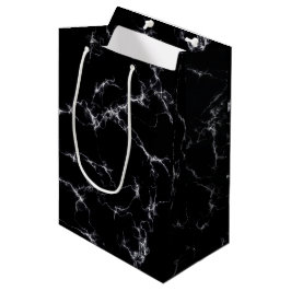 Bolsa De Regalo Mediana Elegante estilo de mármol4 - Blanco y negro