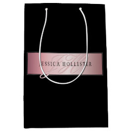 Bolsa De Regalo Mediana Elegante Falso Oro Rosa Desvanecido | Nombre e Ini