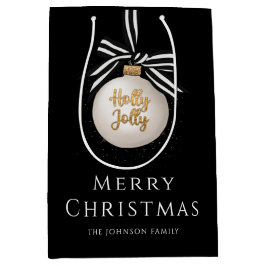 Bolsa De Regalo Mediana Elegante Feliz Navidad Bauble Negro