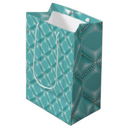 Bolsa De Regalo Mediana Elegante feriado turquesa y latcio plateado