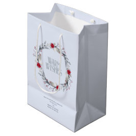 Bolsa De Regalo Mediana Elegante Festividad de la corona roja plateada