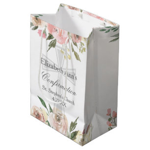 Bolsa De Regalo Mediana Elegante fiesta de confirmación floral rosa person