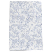 Elegante Floral Blue French Toile