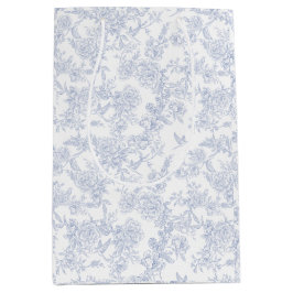 Bolsa De Regalo Mediana Elegante Floral Blue French Toile