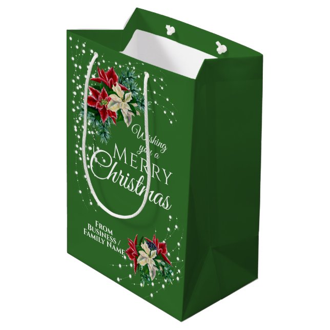 Bolsa De Regalo Mediana Elegante Floral de Navidad de Poinsettia para Nego (Angulo reverso)
