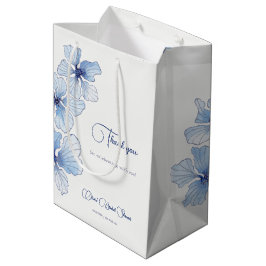 Bolsa De Regalo Mediana Elegante Flores Azules Ducha Bridal
