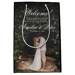 Bolsa De Regalo Mediana Elegante foto Boda negro bienvenida