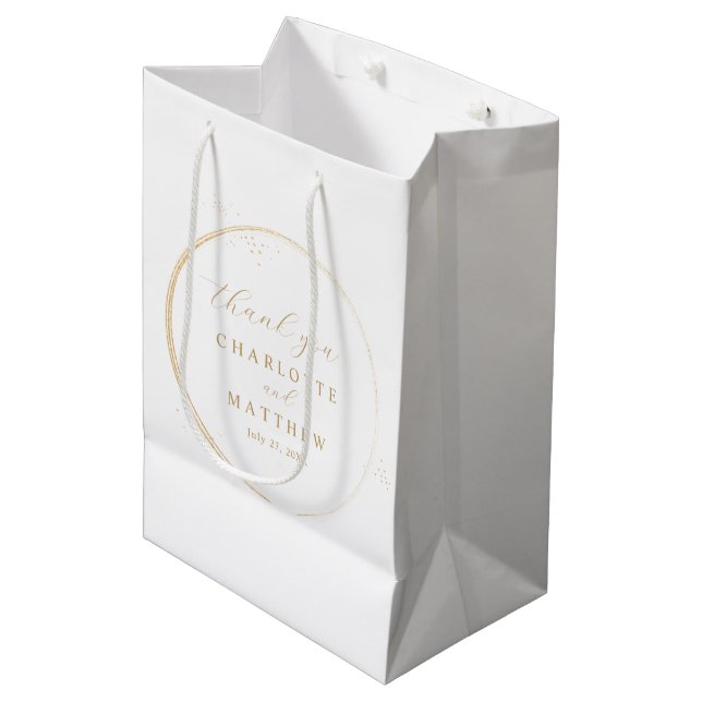 Bolsa De Regalo Mediana Elegante Gracias Boda De Oro (Angulo Anverso)