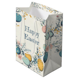 Bolsa De Regalo Mediana Elegante Huevo Floral Feliz Pascua