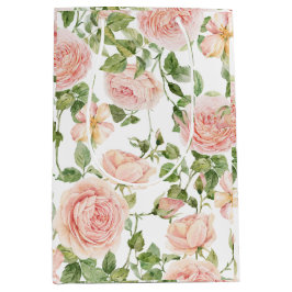 Bolsa De Regalo Mediana Elegante jardín rosa rosa