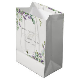 Bolsa De Regalo Mediana Elegante Lavanda Eucalyptus Leafy Foliage Boda