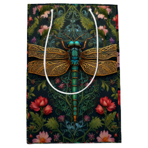 Bolsa De Regalo Mediana Elegante libélula vintage boho botánico