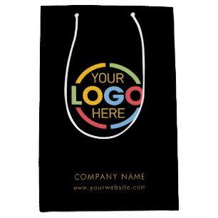 Bolsa De Regalo Mediana Elegante Logotipo comercial de Black Gold Corporat