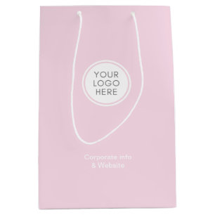 Bolsa De Regalo Mediana Elegante Logotipo Corporativo Rosa Sutil Minimalis