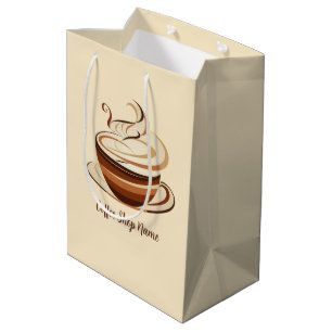 Bolsa De Regalo Mediana Elegante logotipo de negocio de café espresso marr