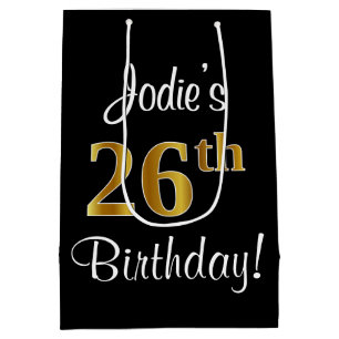 Bolsa De Regalo Mediana Elegante, lujoso, Faux Gold Look 26th Birthday