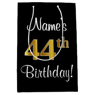 Bolsa De Regalo Mediana Elegante, lujoso, Faux Gold Look 44th Birthday